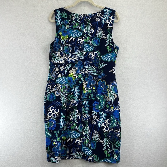 Alex Women’s Knit Sheath Dress Size 14 Blue/Green/White Polyester/ Spandex EUC - Picture 5 of 10